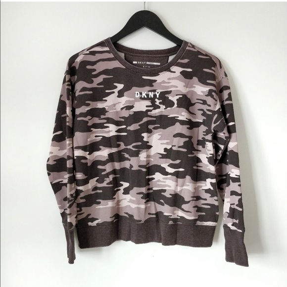 NEW Donna Karan Camo-Print Logo Pullover Sweatshirt - Picture 2 of 4